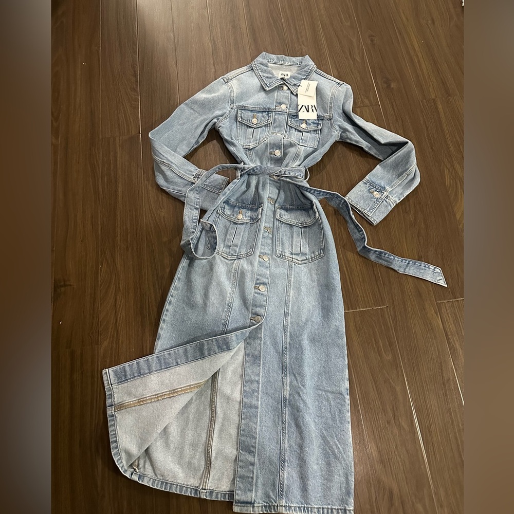Zara belted denim dress